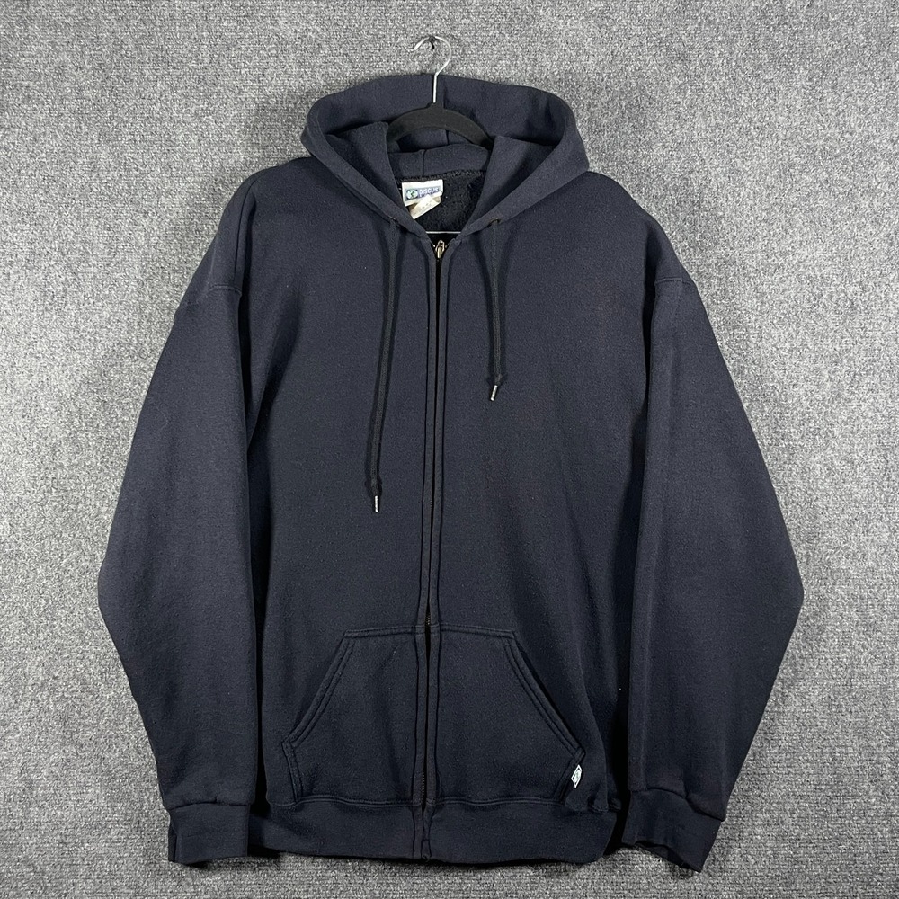 Vintage Y2K Discus Athletic Blank Full Zip Hoodie Black Mens Size XL #3246